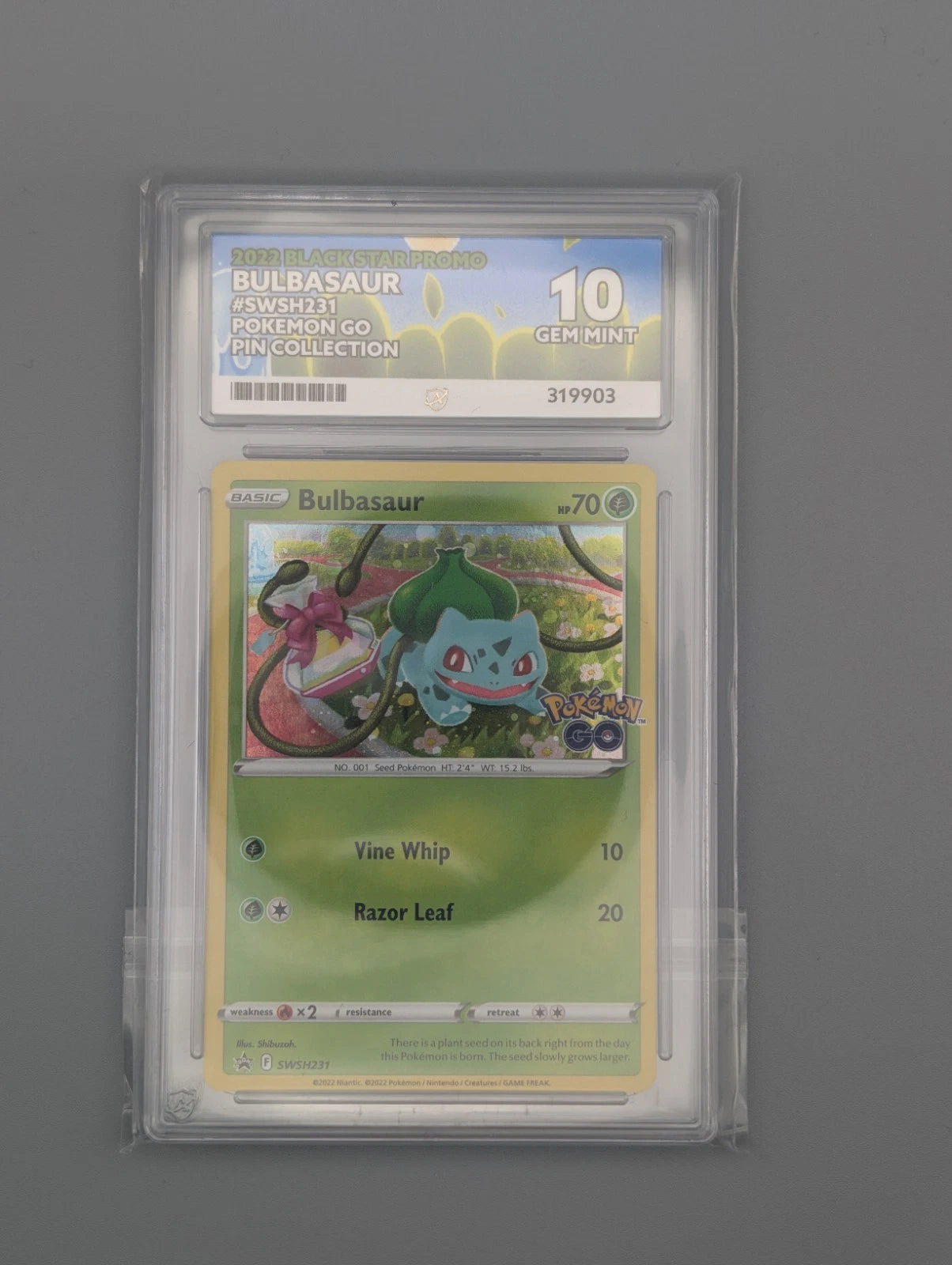 ACE 10/ Bulbasaur - Black Star Promo - SWSH231 - Pokemon GO Pin Collection